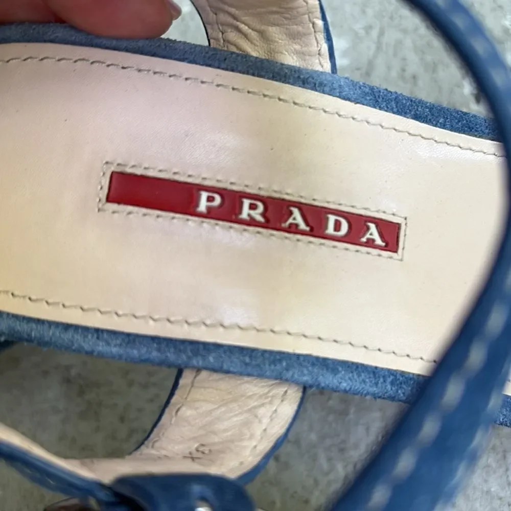 Prada suede and rope wedges